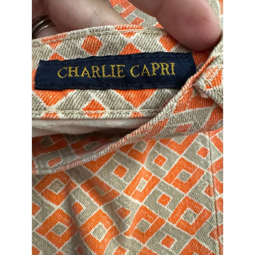 Lucky Brand Charlie Capri pants Orange Geometric Size 0/25 - Picture 6 of 9